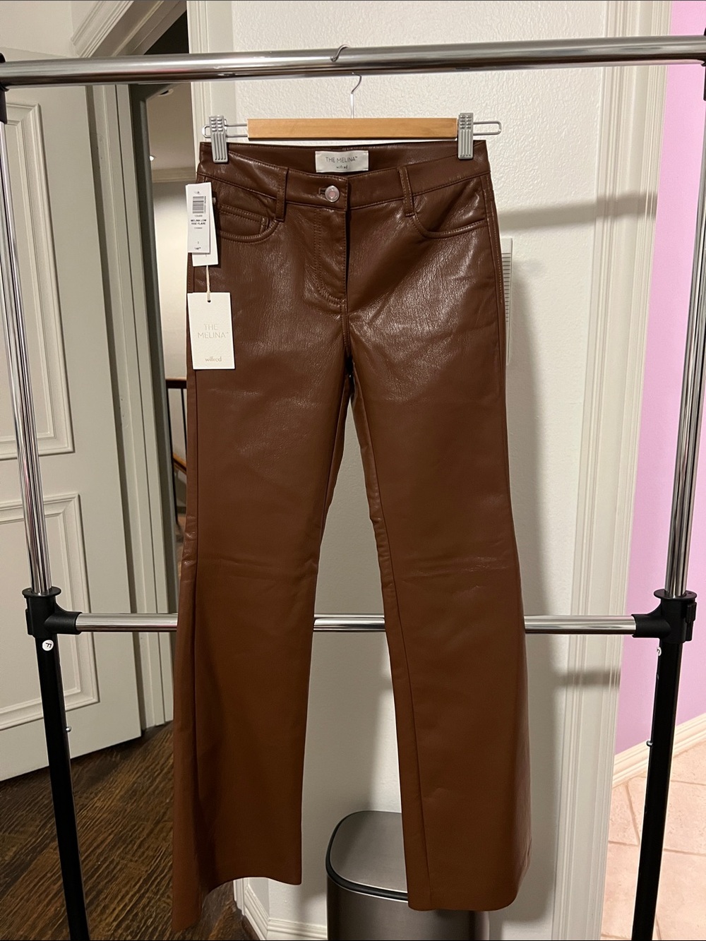 Wilfred Brown Faux-Leather Boot Cut Pants ARITZIA